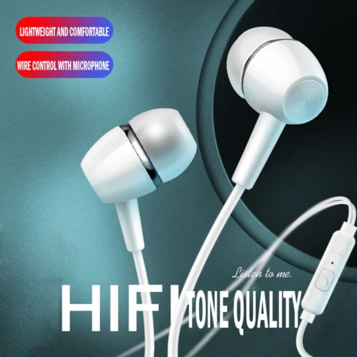 SUPER BASS White Earphones 3.5mm Connector with Mic - Super Quality Stereo Headset with 3.5mm jack - Stereo Handsfree / Handsfree Extra Bass Headphone Handsfree With Microphone Headphones Wired Earphones - MU35 WHITE - Unknown Store deal with 70% discount in Sri Lanka