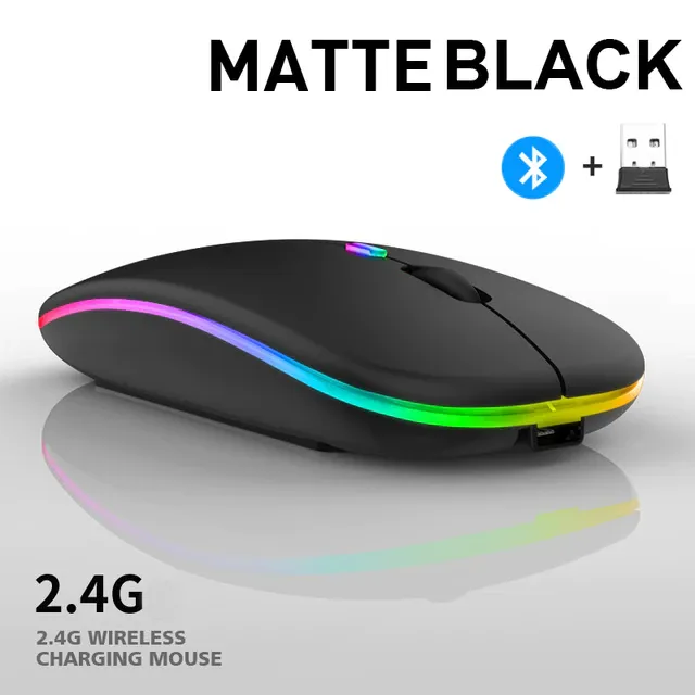 Bluetooth Wireless Mouse with USB, BT5.2 Rechargeable RGB Mouse for Laptop, PC, Macbook, 2.4GHz, 1600DPI - Unknown Store deal with 60% discount in Sri Lanka